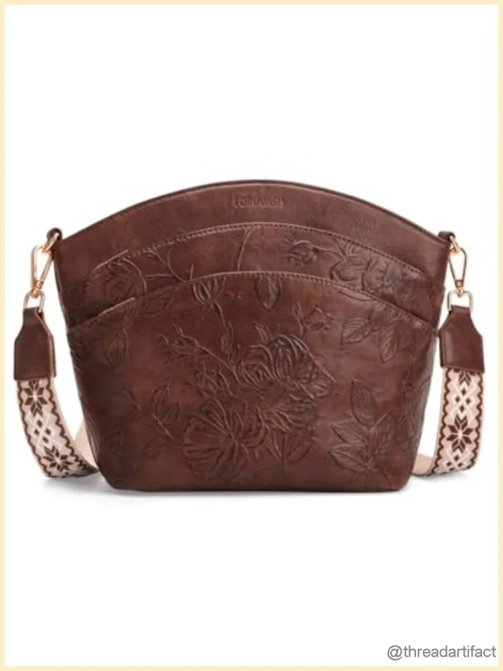 Vegan Leather Crossbody Bag with Boho Strap, Shoulder Handbag